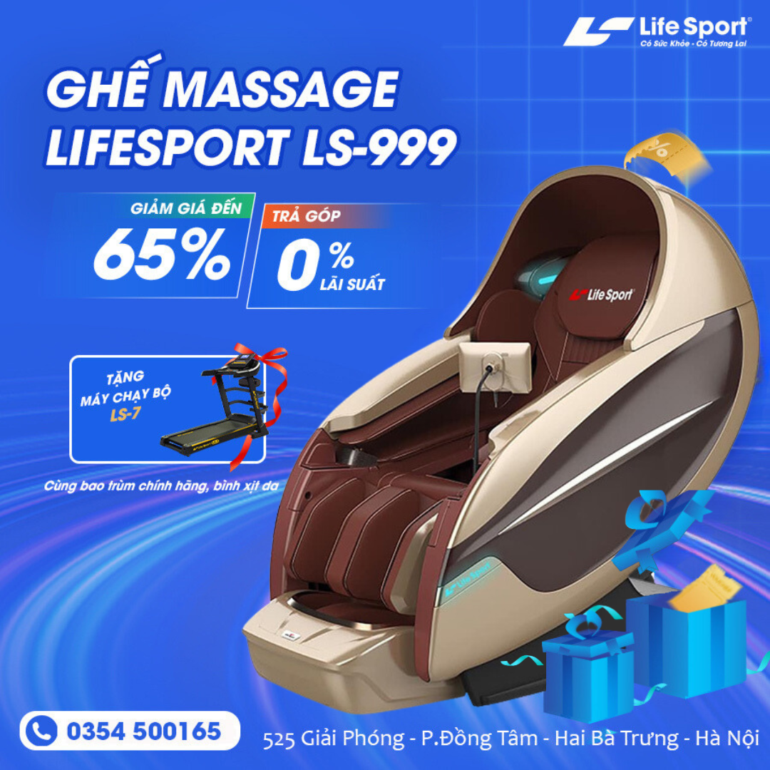 [Lắp đặt tại nhà] Ghế Massage Toàn Thân Đa Năng Lifesport LS-999 điều khiển giọng nói, Công Nghệ Nhiệt Hồng Ngoại Tiên Tiến, Hỗ Trợ giảm tình trạng đau mỏi người, ghế massage toàn thân