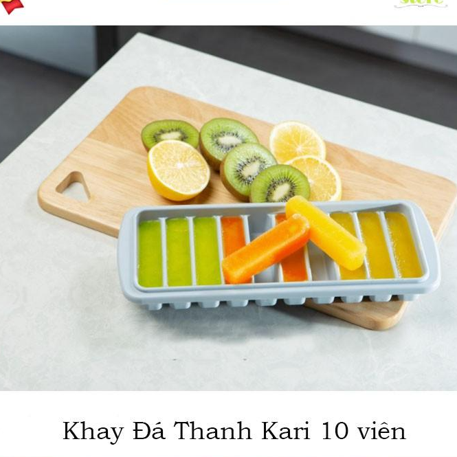 Khay Làm Đá Tủ Lạnh Cao Cấp Thanh 10 Viên Có Nắp Nhựa Bảo Vệ KARI INOCHI