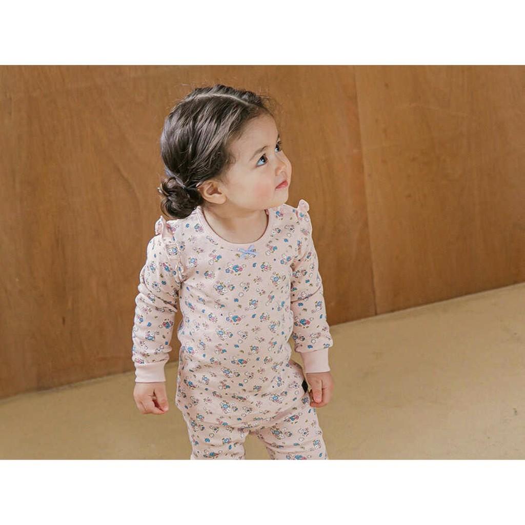 ĐỒ BỘ DÀI TAY CAO CẤP TRẺ EM NỘI ĐỊA HÀN, CHẤT THUN COTTON ORGANIC, MẪU HOA