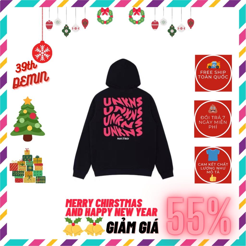 Áo Hoodie phong cách Hàn Quốc in chữ nghiêng UNKNOW graffiti chất NỈ COTTON lót BÔNG unisex nam nữ