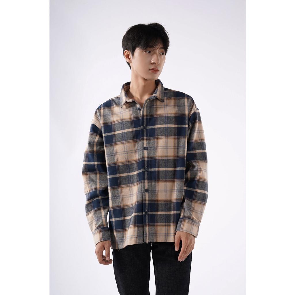 ÁO SƠ MI CARO NAM OVERSIZE nhãn trang trí 10F21SHL012 - LASTORE MENSWEAR