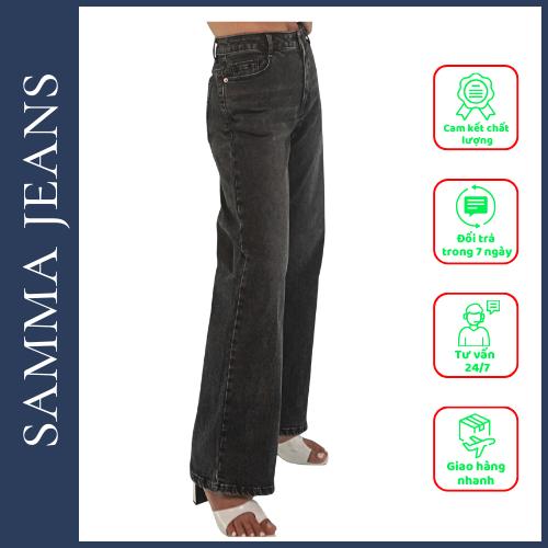 Quần Jean ống suông nữ đẹp SJP07, Quần bò nữ ống rộng basic chất vải thoáng mát co giãn 4 chiều, thương hiệu Samma Jeans