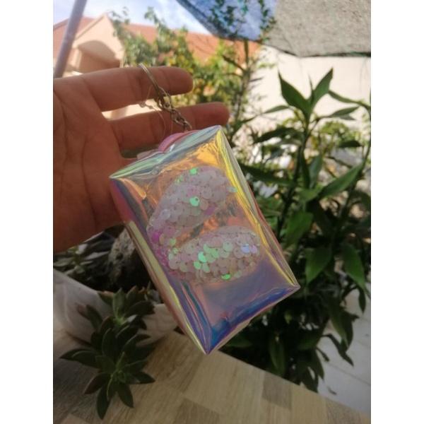MÓC KHÓA BÓP. MÓC KHÓA VÍ HOLOGRAM DÁNG CHỮ NHẬT HỘP GẮN STICKER