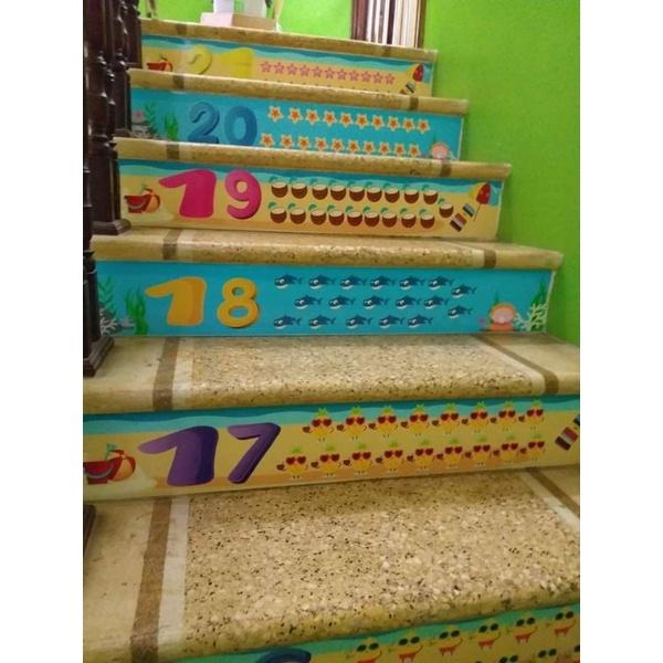 Set 11 bậc decal trang trí cầu thang số đếm sinh vật biển