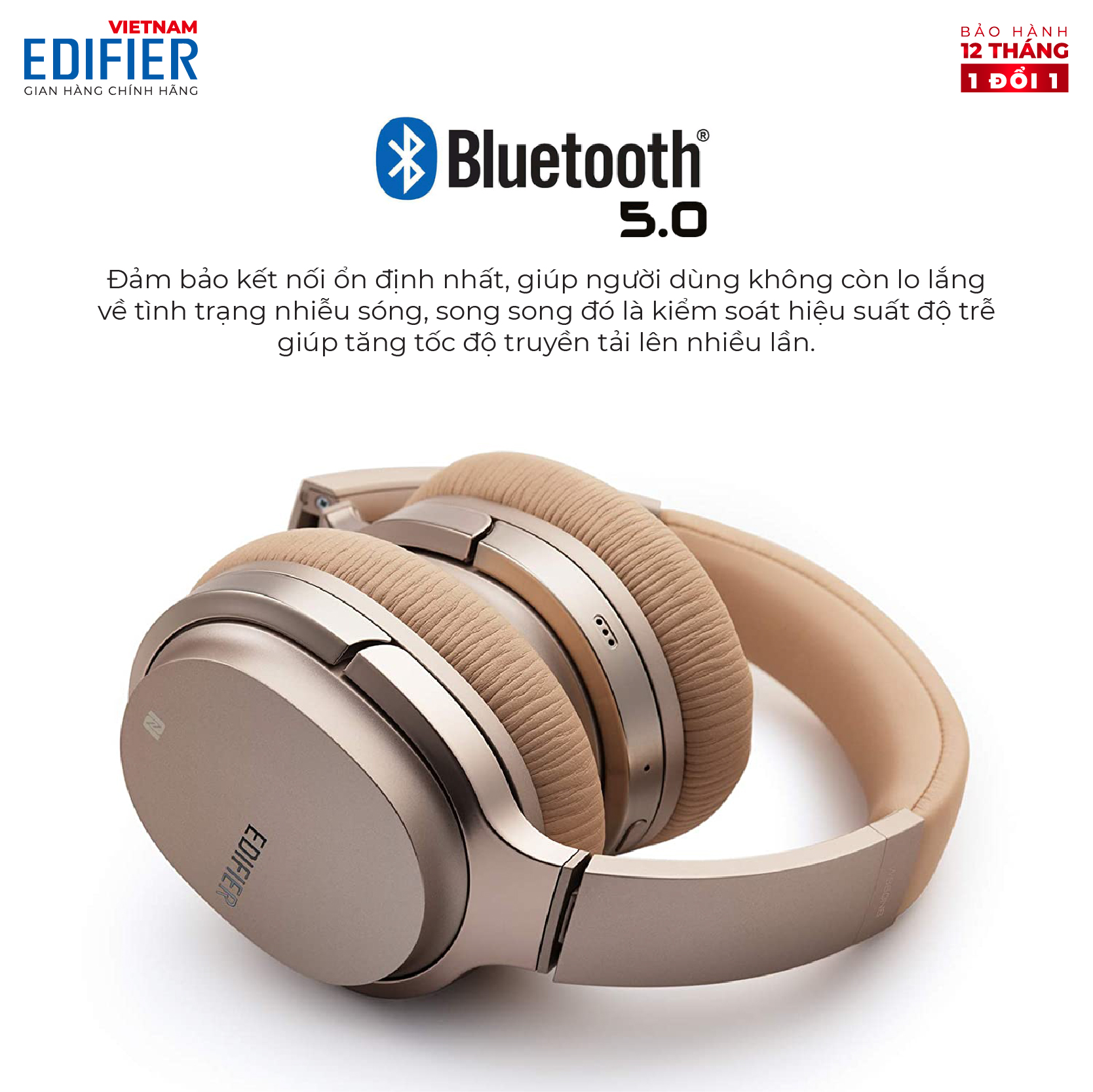 Tai nghe Bluetooth EDIFIER W860NB Chống ồn Chạy 25 giờ liên tục - Hàng chính hãng