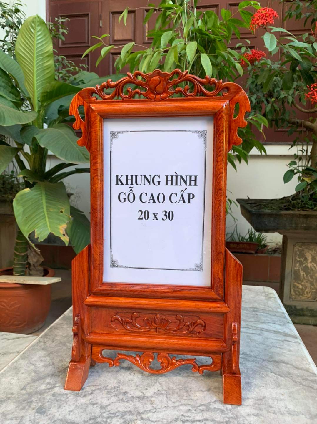 Khung ảnh thờ gỗ hương-Khung hình thờ đơn hoa là tây -nhiều kích thước