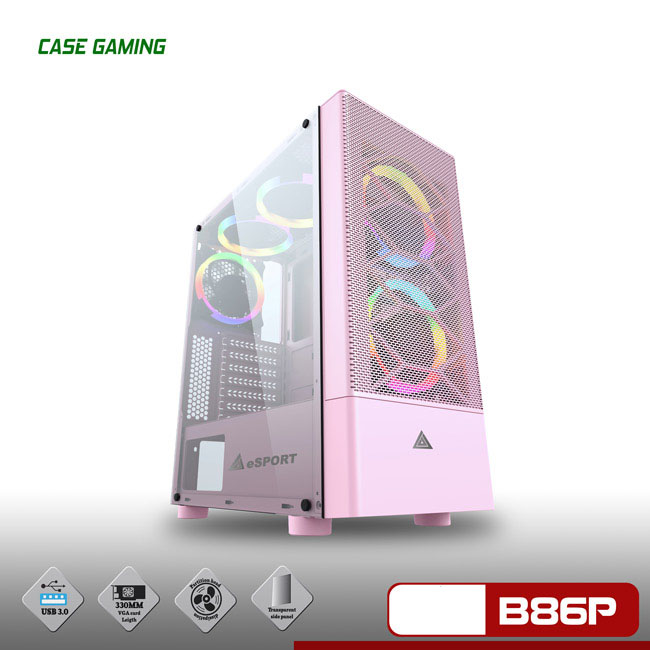 Vỏ Case Gaming VSP B86 Pink (Màu Hồng) - Hàng Chính Hãng