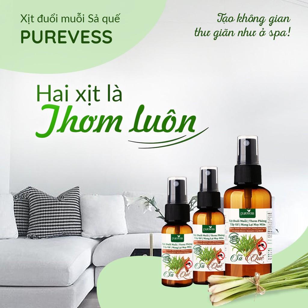 Tinh dầu đuổi muỗi sả quế Purevess dạng xịt giúp thư giãn, thơm phòng 50ml