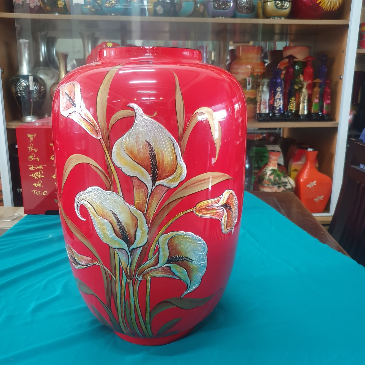 Bình hút tài lộc sơn mài cao cấp Thanh Bình Lê size H41x28 cm cắm hoa, đựng được nước, rớt không bể, trang trí nhà cửa, văn phòng, làm quà tặng ý nghĩa