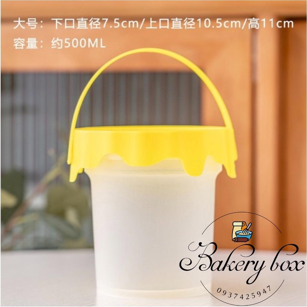 Set 50 | Xô Nhựa Quai Xách Nhiều Màu Đựng Trà Trái Cây - Trà Sữa - Chè - Rau Câu (500ml)