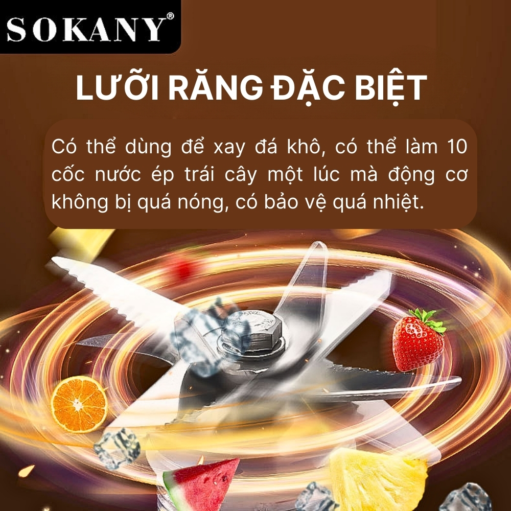 Máy xay sinh tố đa năng 2 IN 1 SOKANY SK-03045 công suất cao 1000W xay rau củ quả và các loại hạt, xay được đá viên - HÀNG CHÍNH HÃNG