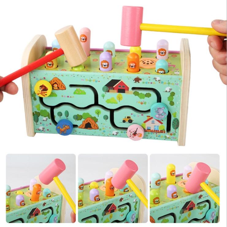 Đồ Chơi Đập Chuột Kèm Đàn Xylophone 3in1 Bằng Gỗ Cho Bé Phát Triển Trí Tuệ
