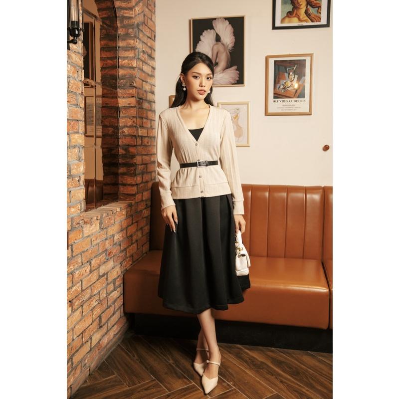 Áo cardigan chất liệu jersey co giãn, dài tay, cài cúc trước, có thể khoác nhẹ CLARA MARE BLS4013