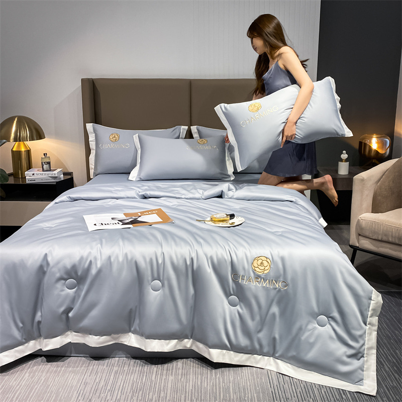 Bộ Chăn Ga Gối Đệm 5 Món Phi Lụa Charming Drap Giường Phi Lụa Cao Cấp Bo Chun Drap Hin Home Bedding Mẫu 1