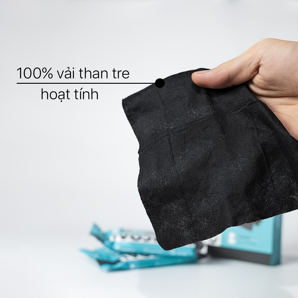 Hộp 2 gói khăn giấy ướt ngừa mụn than hoạt tính Charcoal Anti Acne Cleansing Wipes gói 15 tờ an toàn cho da