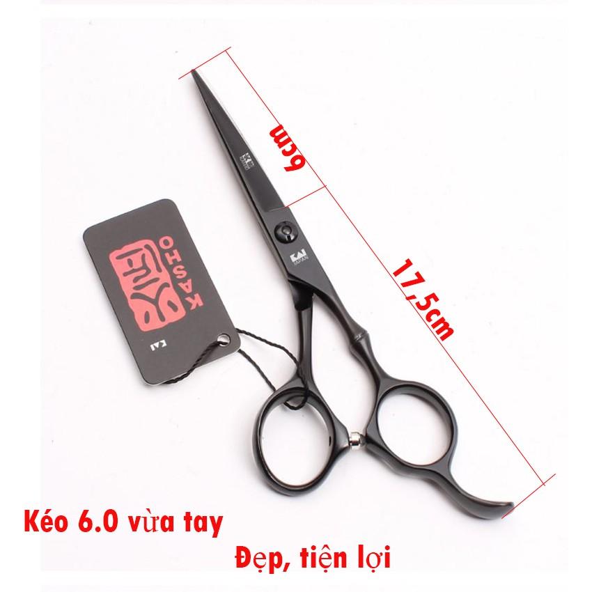 Bộ Kéo Cắt Tóc Nhật Bản 6INC Kasho VQA9 ( Mua một bộ kéo được tặng bao da+lọ dầu+khóa kéo+2lược