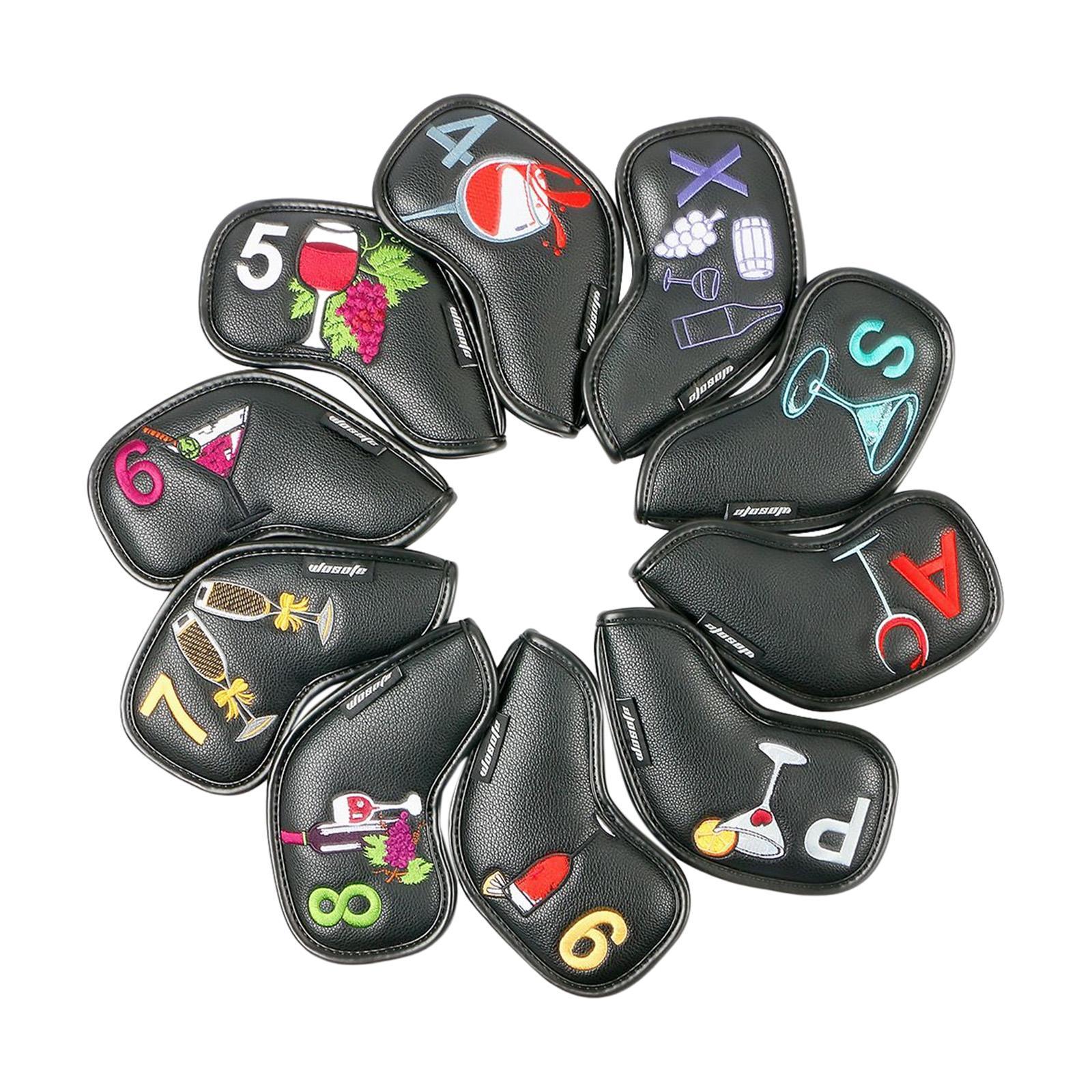 Golf Iron Head Covers Guard 4,5,6,7,8,9,A,S,P,x Waterproof Embroidered