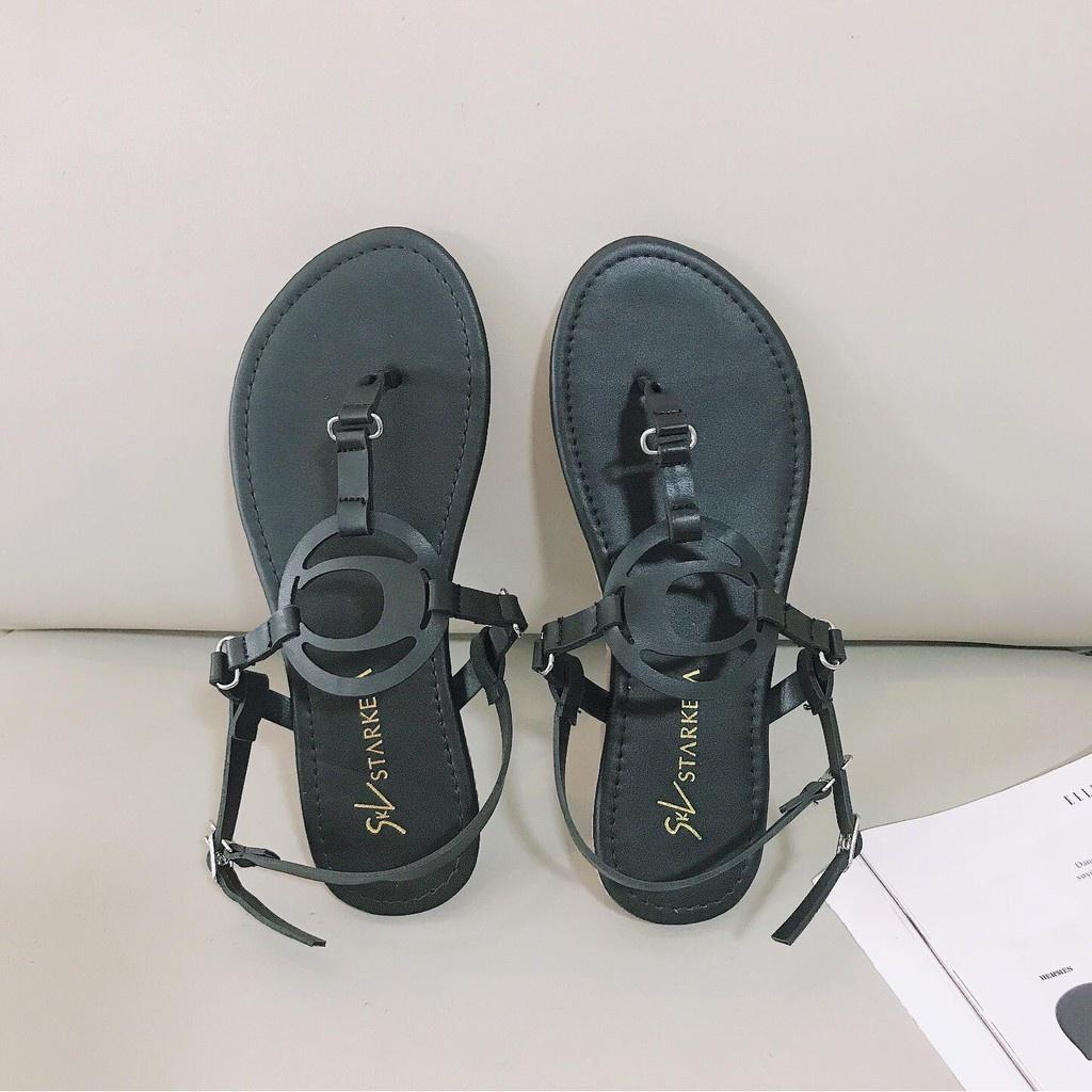 Giày Dép Sandal Nữ Xỏ Ngón Đế Thấp Hàng Loại 1 Cao Cấp Ba Màu Siêu Xinh