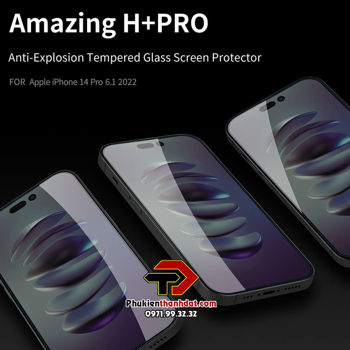 Kính cường lực iPhone 14 Pro Max chính hãng Nillkin Amazing H+ Pro