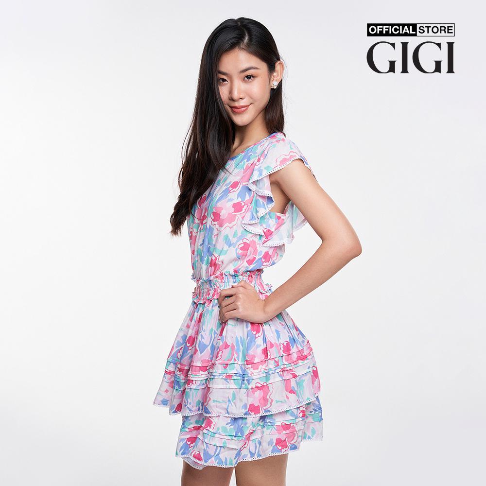 GIGI - Đầm xếp tầng mini cổ tròn tay ngắn trẻ trung G2101D231110