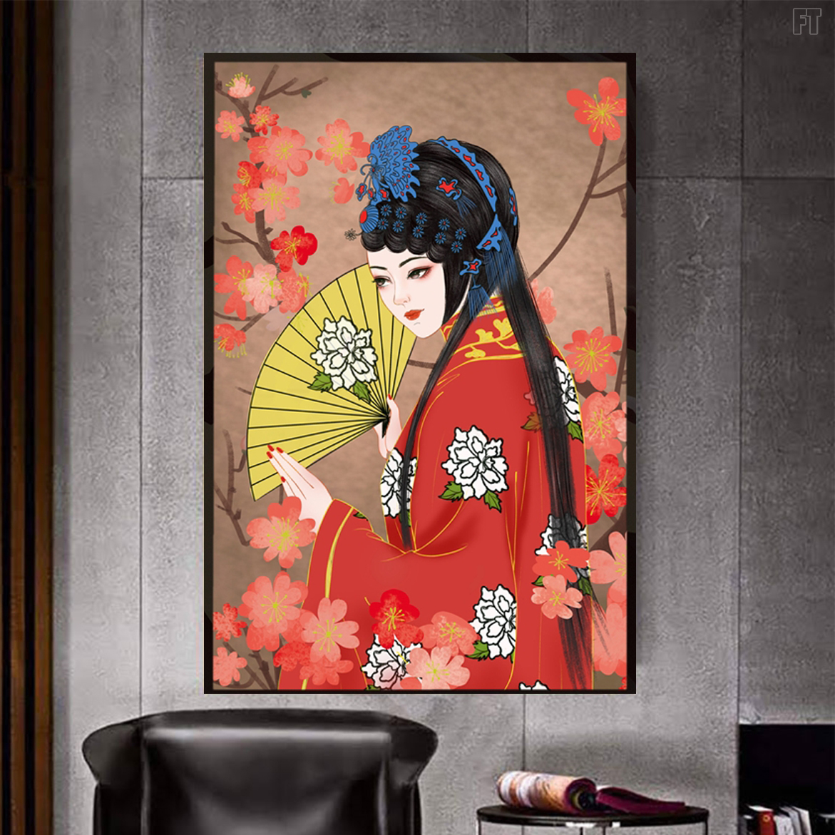 Tranh In Vải Canvas Khung Composite - Tranh Đơn Cô Gái Trung Hoa Xinh Đẹp