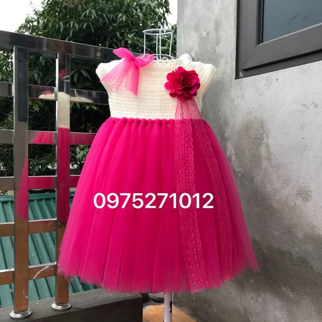 Đầm công chúa cho bé ️️ Đầm thân len hồng sen cho bé