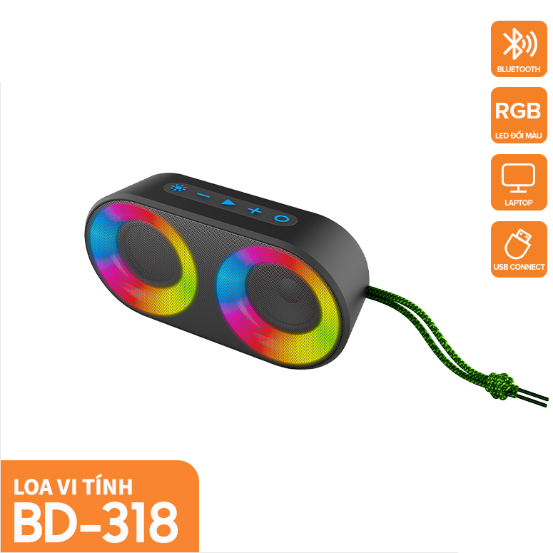 Loa mini cầm tay Bestsound BD-K212 kết nối Bluetooth, USB, TF, đèn LED đổi màu, thiết kế chống thấm nước - Hàng chính hãng
