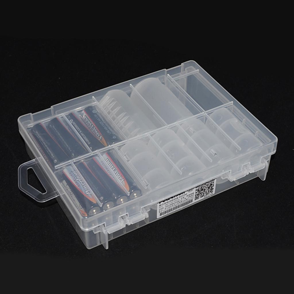 Clear Plastic Battery Storage Case Box Durable for 8x AA &amp; 8x AAA Batteries