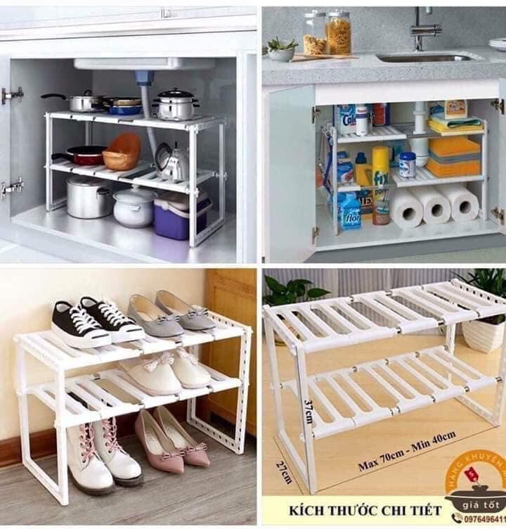 KỆ GẦM BẾP 2 TẦNG- ĐỂ CHÉN,ĐĨA, NỒI, XOONG, ...