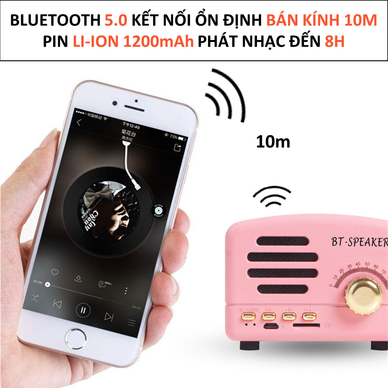 Loa Bluetooth Mini OLIVER BT01 Loa Vân Gỗ Cổ Điển Đồ Decor Bàn Học Trang Trí Phòng Ngủ Loa Laptop Retro Vintage Làm Quà Tặng