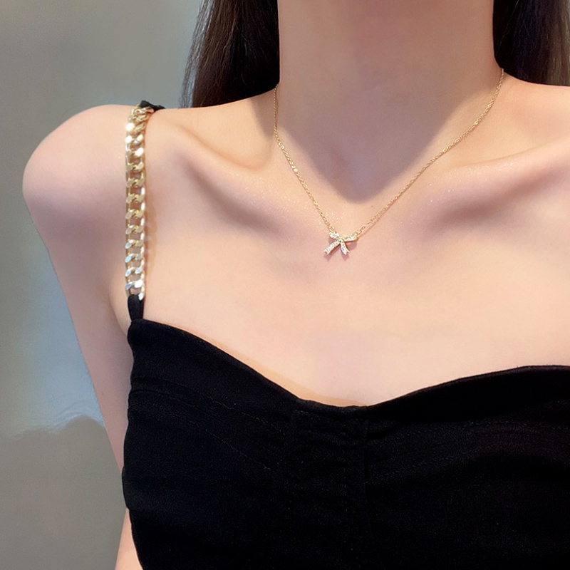 Vòng cổ mặt nơ đính đá thời trang phong cách hàn quốc mới mẻ