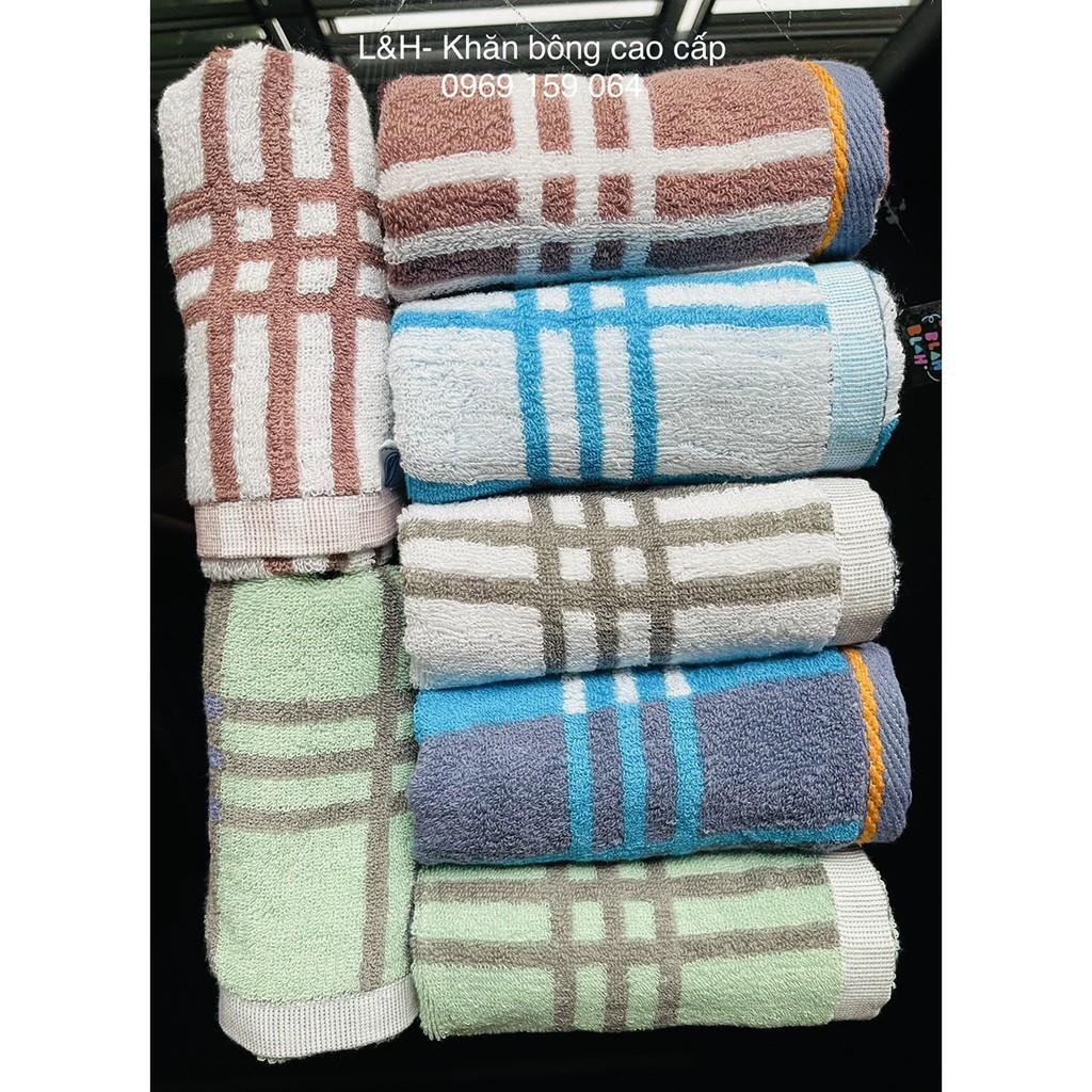 Khăn mặt cotton kẻ ô Tân Thịnh (new), KT 30x50cm