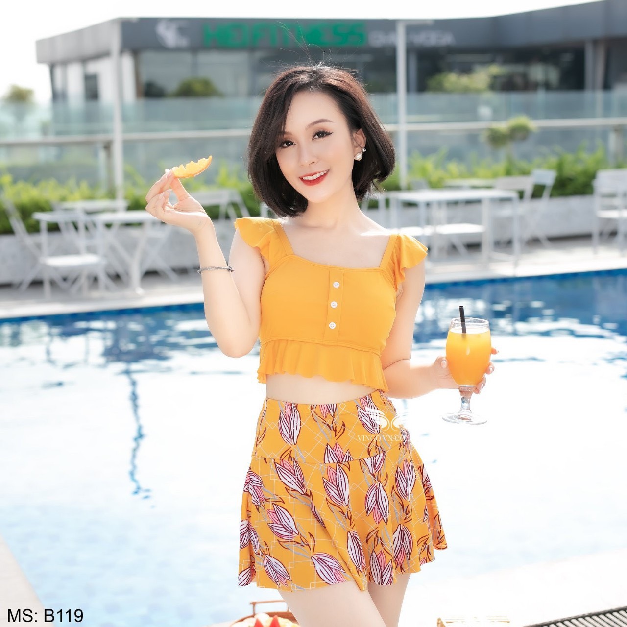 Bộ Bơi Bikini 2 Mảnh Kín Đáo Chân Váy Hoa Kèm Quần Trong Sang Chảnh