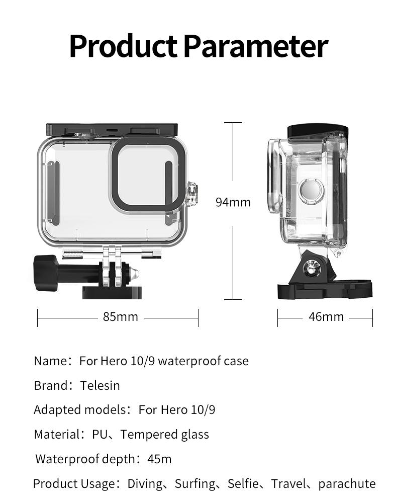 Telesin Waterproof Handheld Lặn Rig ổn định cho nhà ở máy ảnh dưới nước cho GoPro 11 Hero 5 6 7 8 9 10 11 Mái vòm hành động