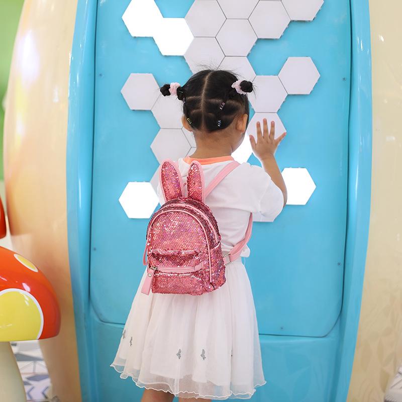 Ba Lô Trẻ Em Nhỏ Túi Thời Trang Đầm Trường Túi Bé Gái Lưng Tai Thỏ Dễ Thương Dây Kéo Trẻ Em Ba Lô Đeo Vai