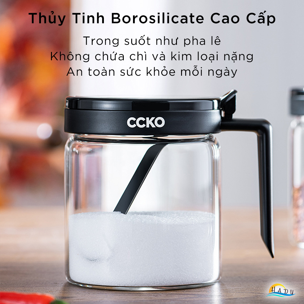 Bộ Đựng Gia Vị Nhà Bếp Thủy Tinh Cao Cấp Kèm Thìa Đạt Chất Lượng Đức CCKO