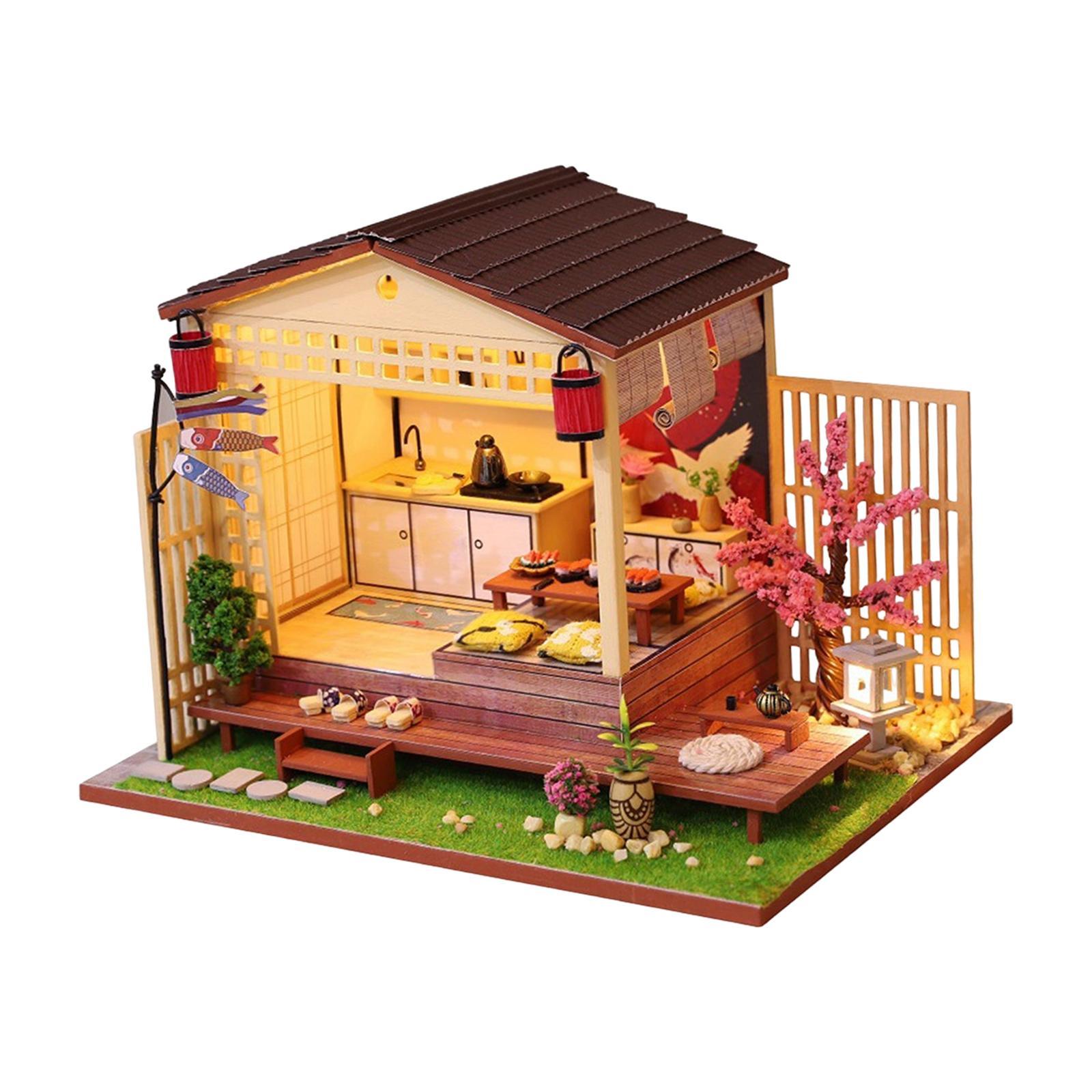 Creative Wooden Dollhouse DIY 3D Puzzle with Light & Furniture,Handcraft Cottage Accessory Valentine'S Gift