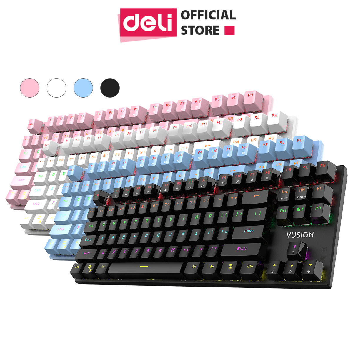 Bàn Phím Cơ Gaming Deli VS788 PRO LED RGB Chế Độ Nháy Cực Đẹp Khác Nhau, Phím Cơ Gõ Siêu Đã, Thiết Kế Nhỏ Gọn Tương Thích Với Laptop, PC, Máy Tính, Kiểu Dáng Gamer Game Thủ eSport Bàn Phím Văn Phòng - Hàng Chính Hãng