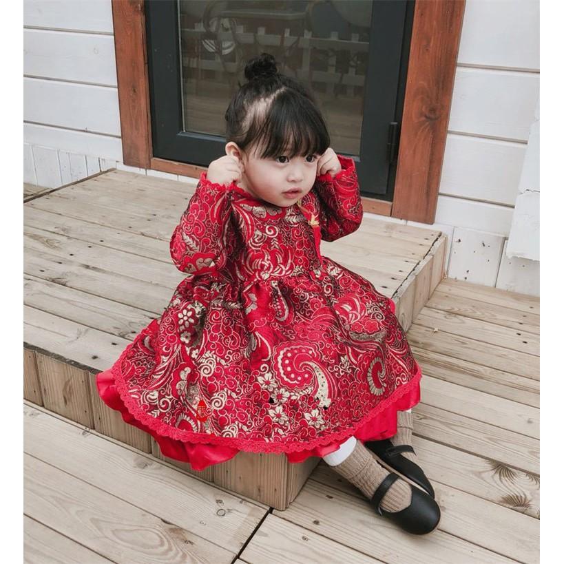 Váy đầm công chúa đỏ Tết bé gái