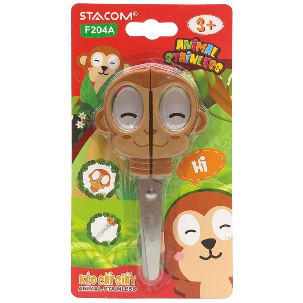 Kéo Học Sinh Animal Stainless - Stacom F204A - Monkey