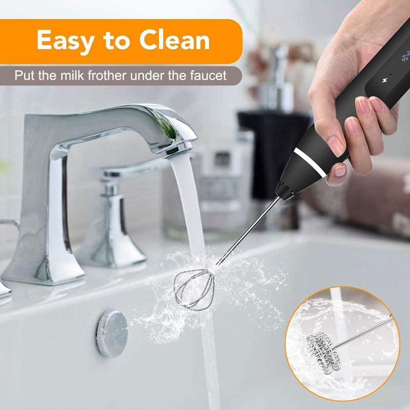 Bọt Sữa Cầm Tay, USB Sạc Máy Tạo Bọt Điện Đánh 3 Bánh Răng Điều Chỉnh Uống Mixer Mini Sữa Sữa Rửa Mặt Foamer