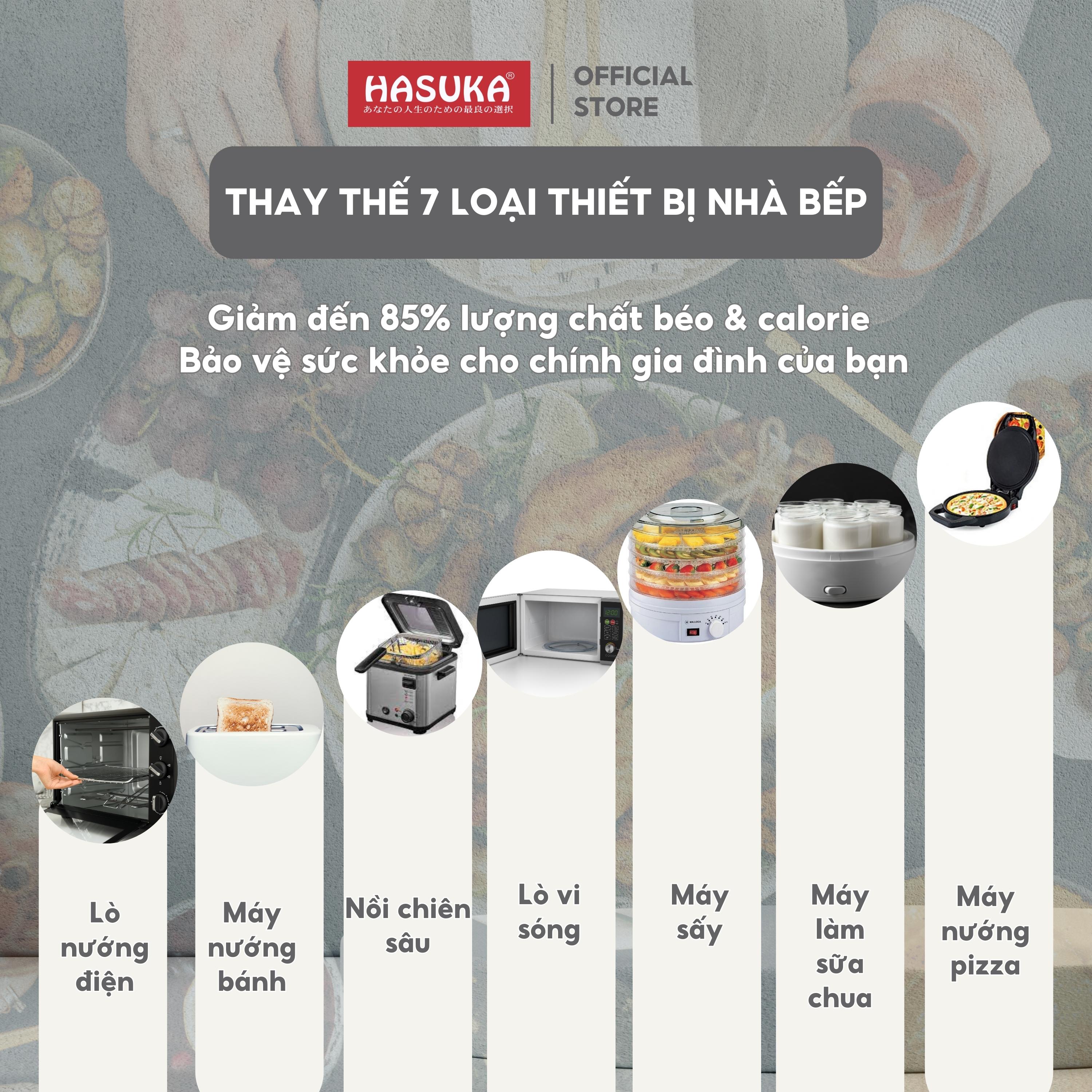 Nồi chiên không dầu HASUKA HSK-399 công suất 1700W, dung tích 8L- thiết kế sang trọng, hiện đại - HÀNG CHÍNH HÃNG (BH 12 tháng)