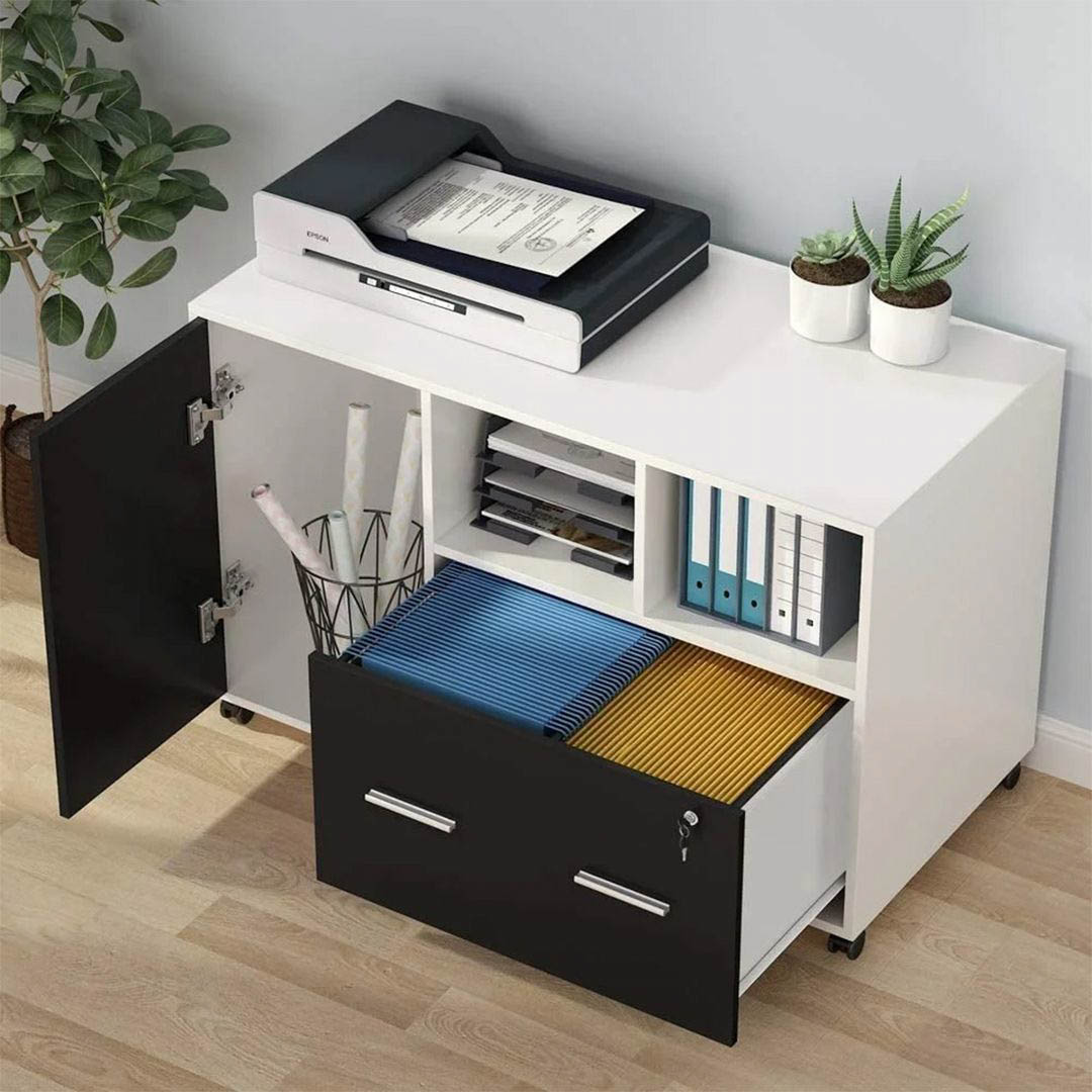Kệ để máy in gỗ hiện đại SMLIFE Protoman | Gỗ MDF dày 17mm chống ẩm | D100xR40xC65cm