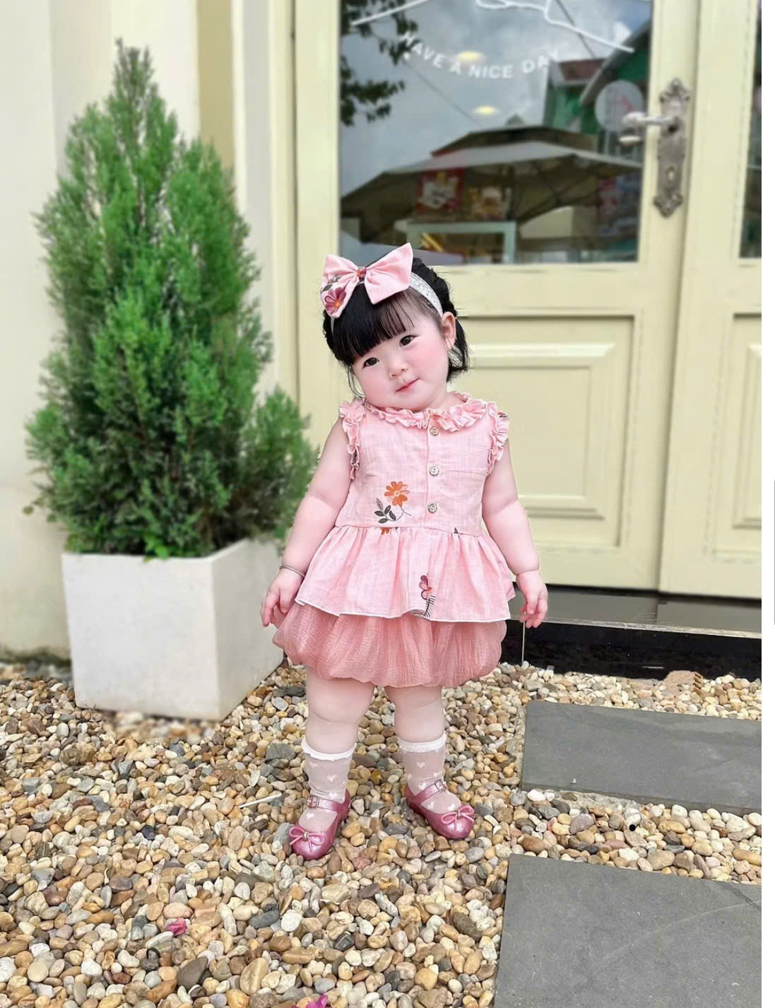 Set Bộ Áo Sát Nách Viền Bèo Thêu Hoa Quần Đùi Bí Cho Bé Gái Sơ Sinh 1 2 Tuổi Từ 3-11kg Dành Cho Bé Gái