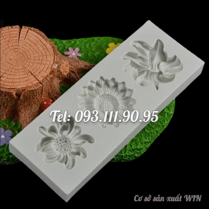 Khuôn silicon làm rau câu 3 hoa - Mã số 1415