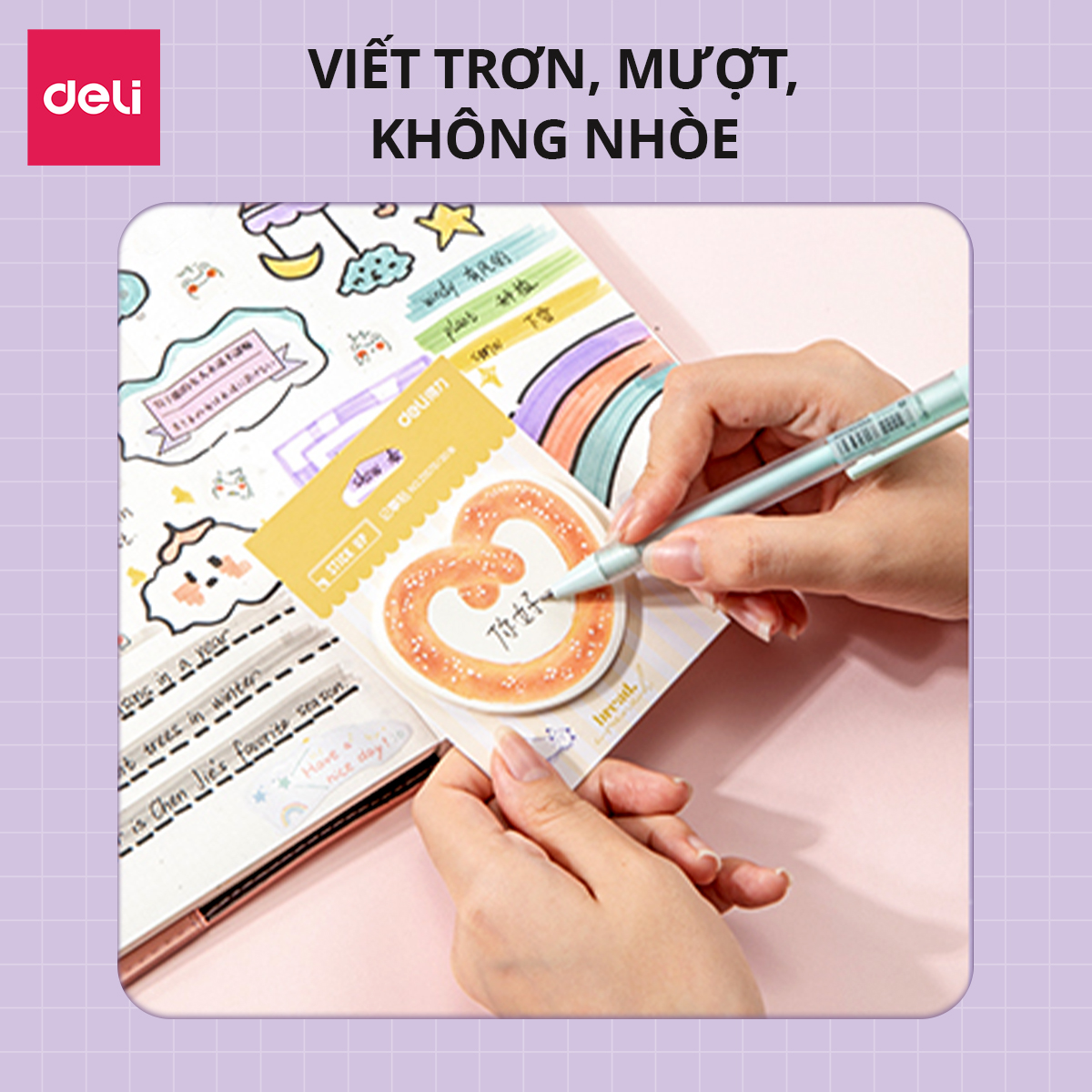 Set 30 Giấy Note Ghi Chú, Giấy Nhớ Bánh Ngọt Dễ Thương Deli - Sticky Notes Trang Trí Chất Lượng Cao Keo Dính Chắc