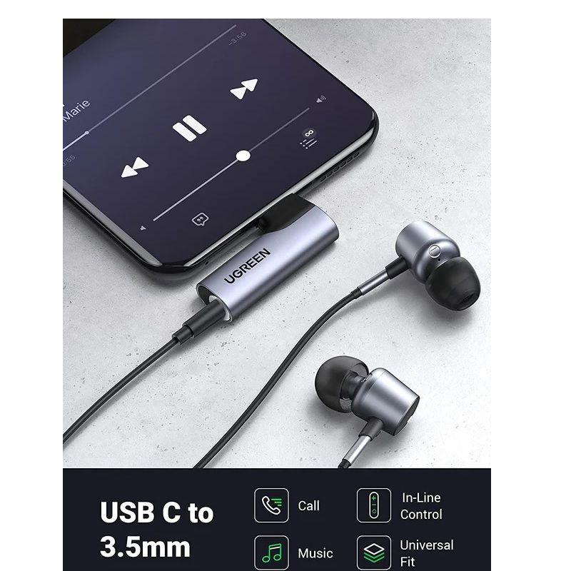 Ugreen UG90577CM460TK vuông góc 90 độ 4 khấc Màu đen Đầu chuyển USB-C sang cổng 3.5mm hỗ trợ Samsung Ipad Xiaomi Oneplus - HÀNG CHÍNH HÃNG