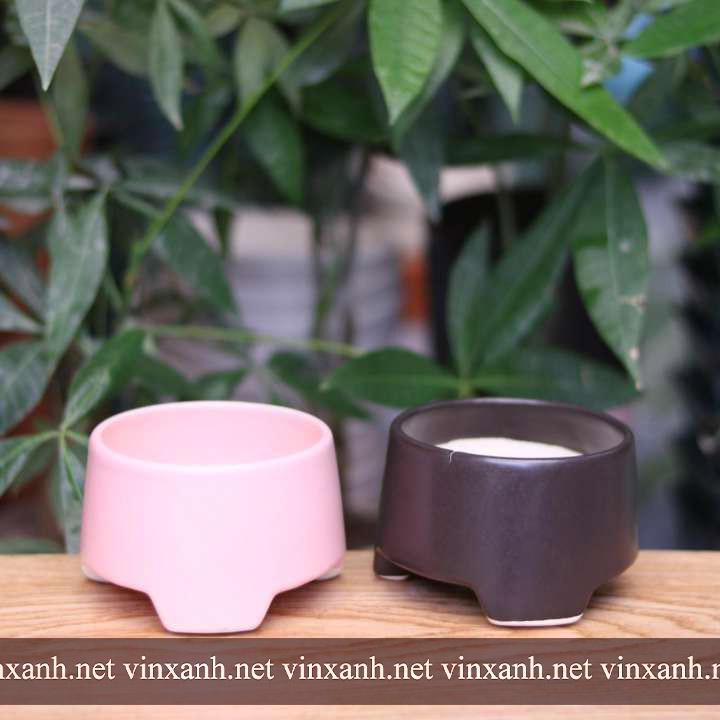 Chậu Sứ Trồng Cây Cảnh Mini Ba Chân Trồng Sen Đá, Xương Rồng, tiểu Cảnh Mini
