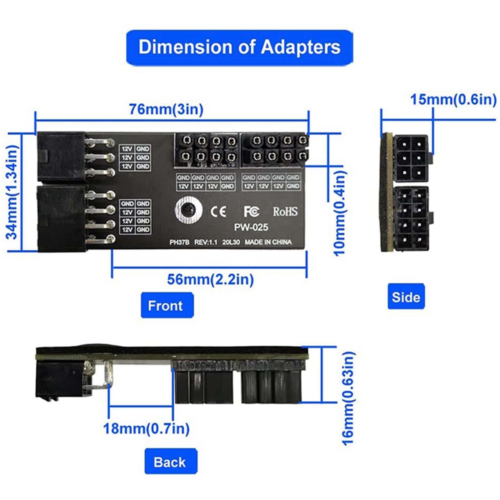 GPU Graphics Card 8p+8p Cable Steering Connector Board 6+8p 8+8P