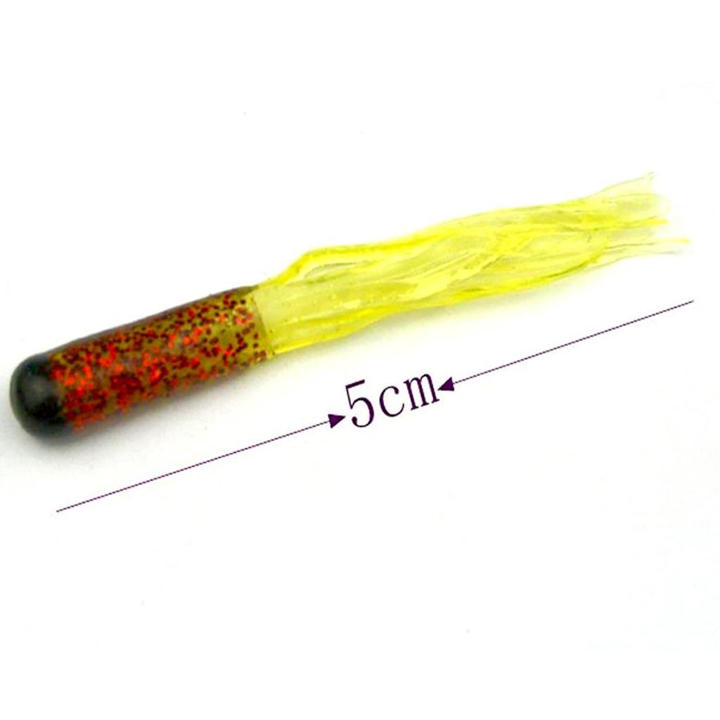 10pcs Lifelike Hoochie Squid Octopus Skirts Lures Soft Fishing Baits Saltwater Mixed Color 5cm